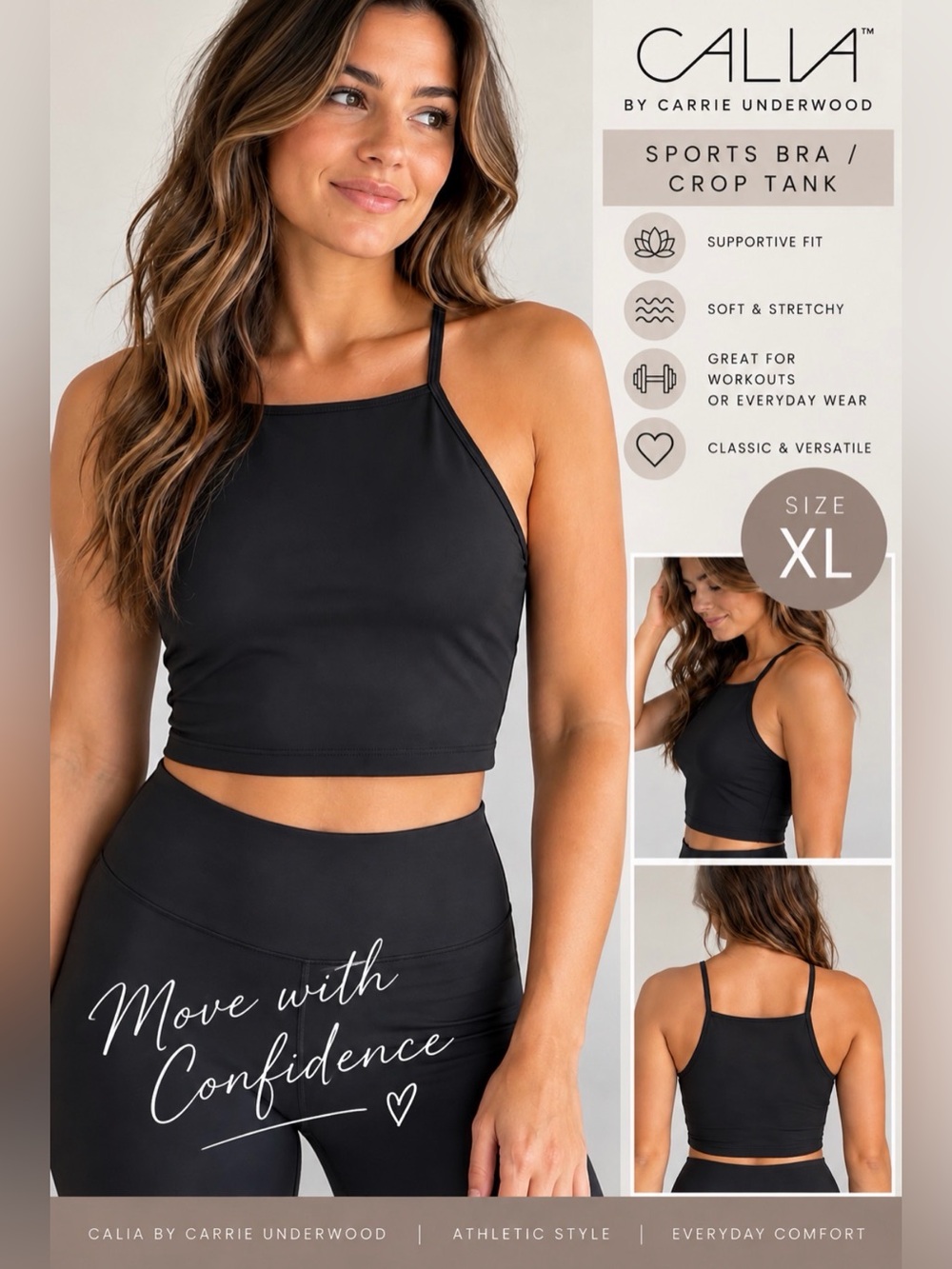 CALIA by Carrie Underwood Black Crop Cami Sports Bra